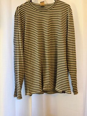 Striped Long Sleeve Reversible Shirt in Blue and Cream